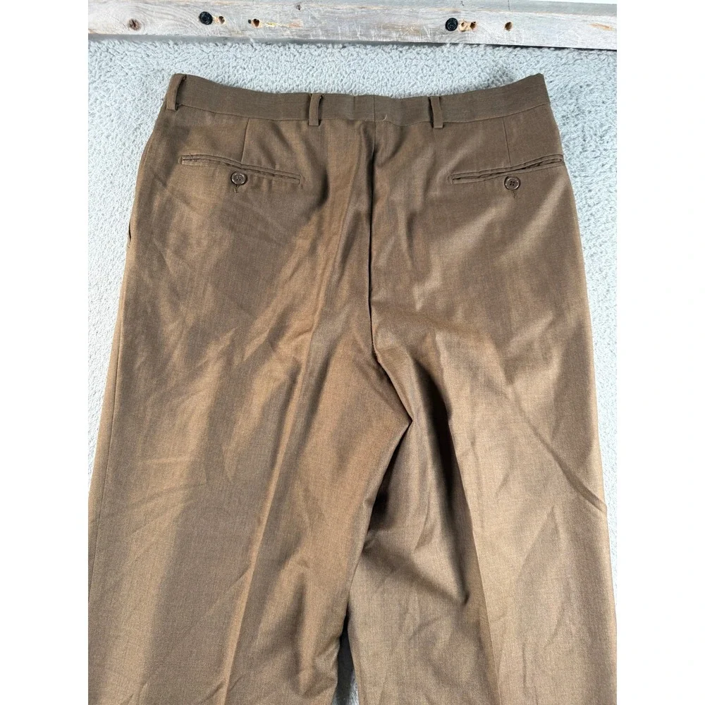 Santorelli Como 2 Dress Pants Luxury Serge Mens 34x28 Brown Pleated Wool Italy